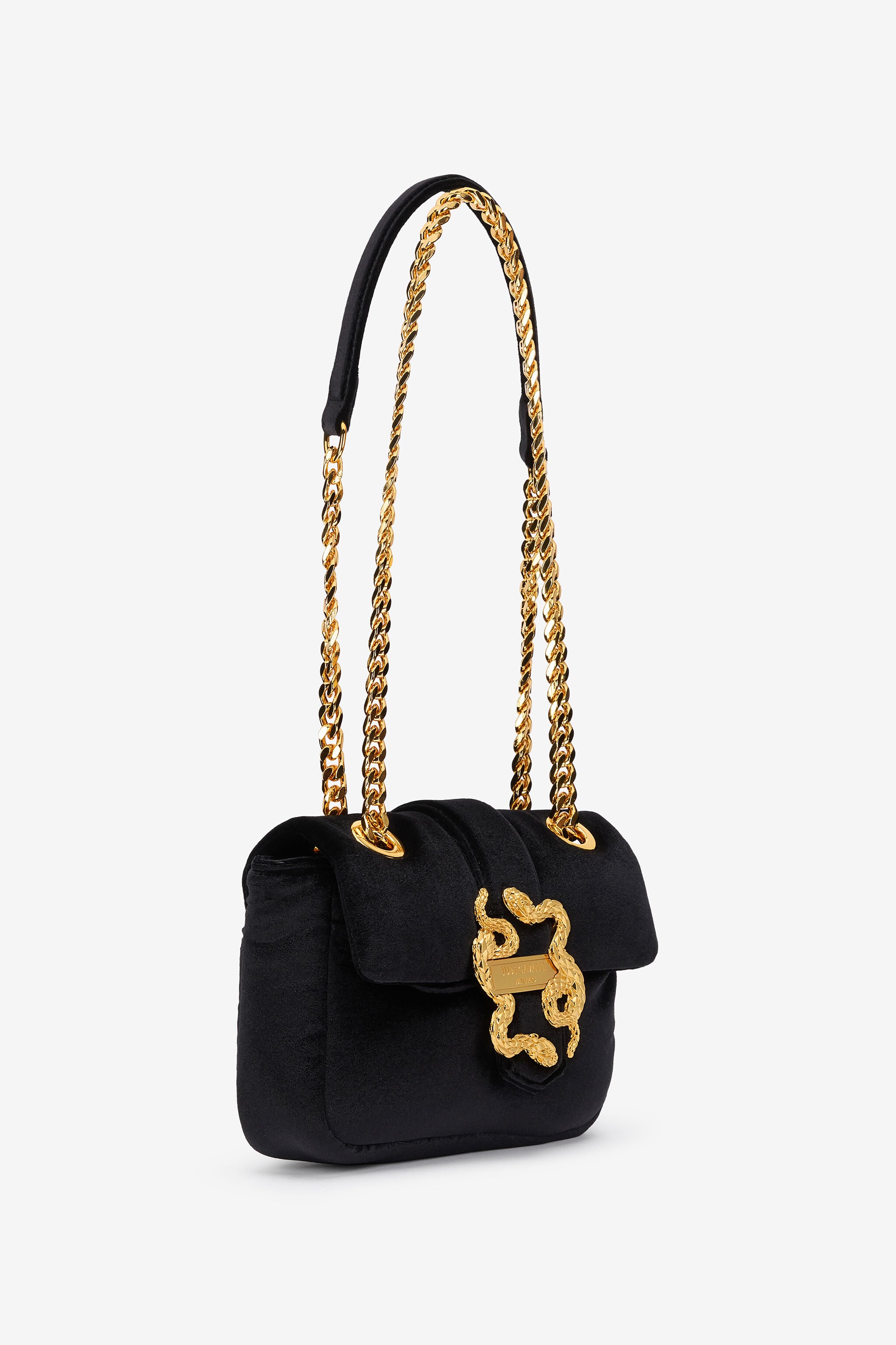 JC Black Velvet Shoulder Bag Snake Buckle JC Black Velvet Shoulder Bag Snake Buckle BLACK VFB061-VF693