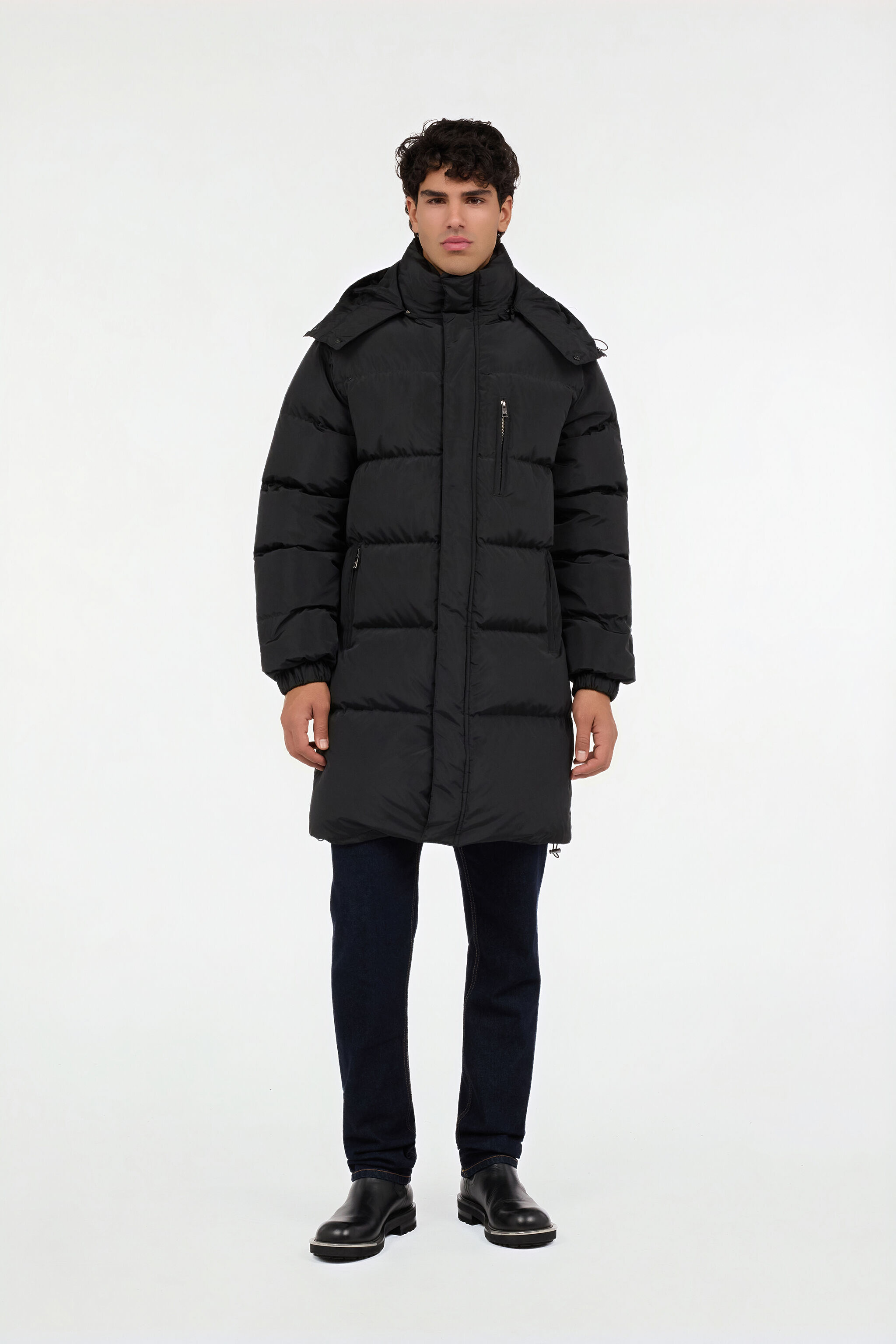 RC Long black down jacket with hood RC Long black down jacket with hood BLACK ROT80F-FY035