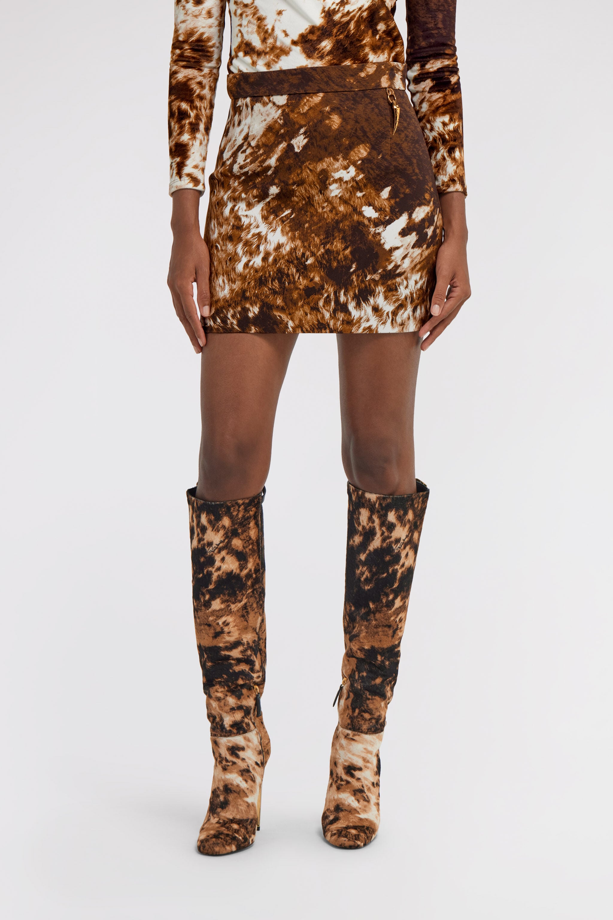RC Appaloosa Print Mini Skirt RC Appaloosa Print Mini Skirt Brown TKT302-ORN08