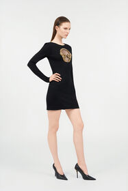 RC Mini Dress with Gold Embroidery BLACK WKR138-JV027