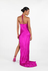 RC Crinkled Silk Long Dress Fuchsia UWT125-SE045