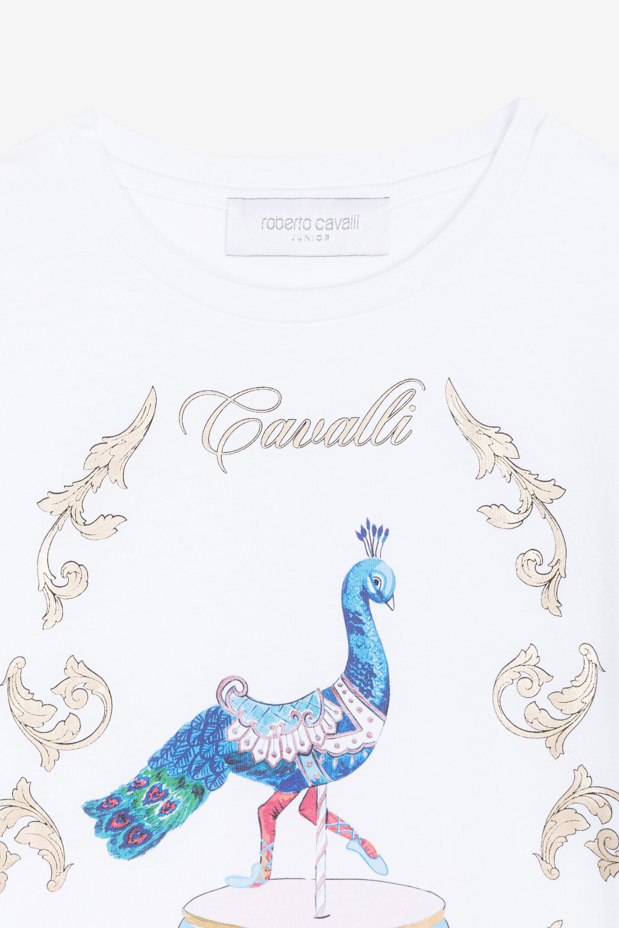 JU T-shirt en coton à imprimé filigrane JU T-shirt en coton à imprimé filigrane Blanc RJT633-JD001