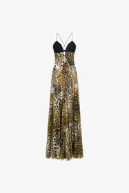 RC Long dress Jaguar Skin print Light Brown SKT118-CTG34