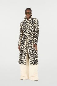RC Coat With White Tigress Print Black/White UKT504-DJ088