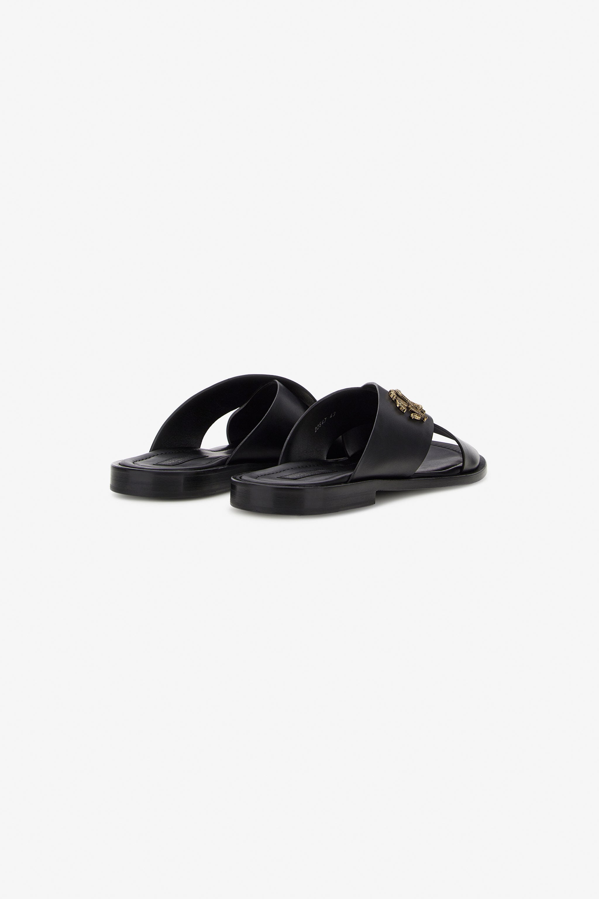 RC Black Leather Sandal With RC Monogram RC Black Leather Sandal With RC Monogram Black SRS056-PZA90