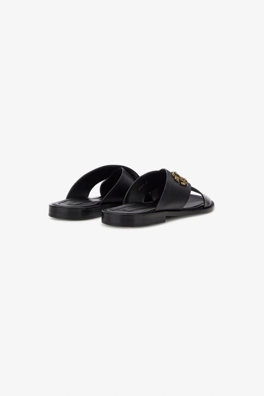 RC Black Leather Sandal With RC Monogram RC Black Leather Sandal With RC Monogram Black SRS056-PZA90