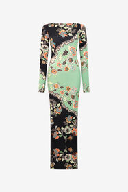 RC Vestido Maxi Estampado Kimono GREEN/BLACK XQT136-LNT25