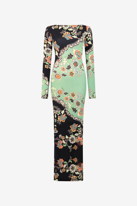 RC Vestido Maxi Estampado Kimono RC Vestido Maxi Estampado Kimono GREEN/BLACK XQT136-LNT25