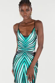 RC Ray Of Sea Print Silk Maxi Dress Light blue VKT102-4QM33