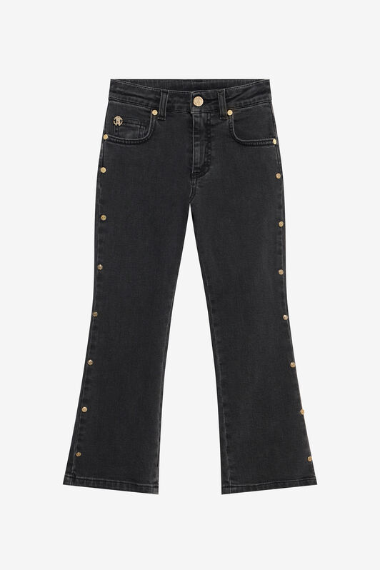 JU Ausgestellte Denim-Jeans mit goldfarbenen Details JU Ausgestellte Denim-Jeans mit goldfarbenen Details DARK BLACK XJJ20C-DN009