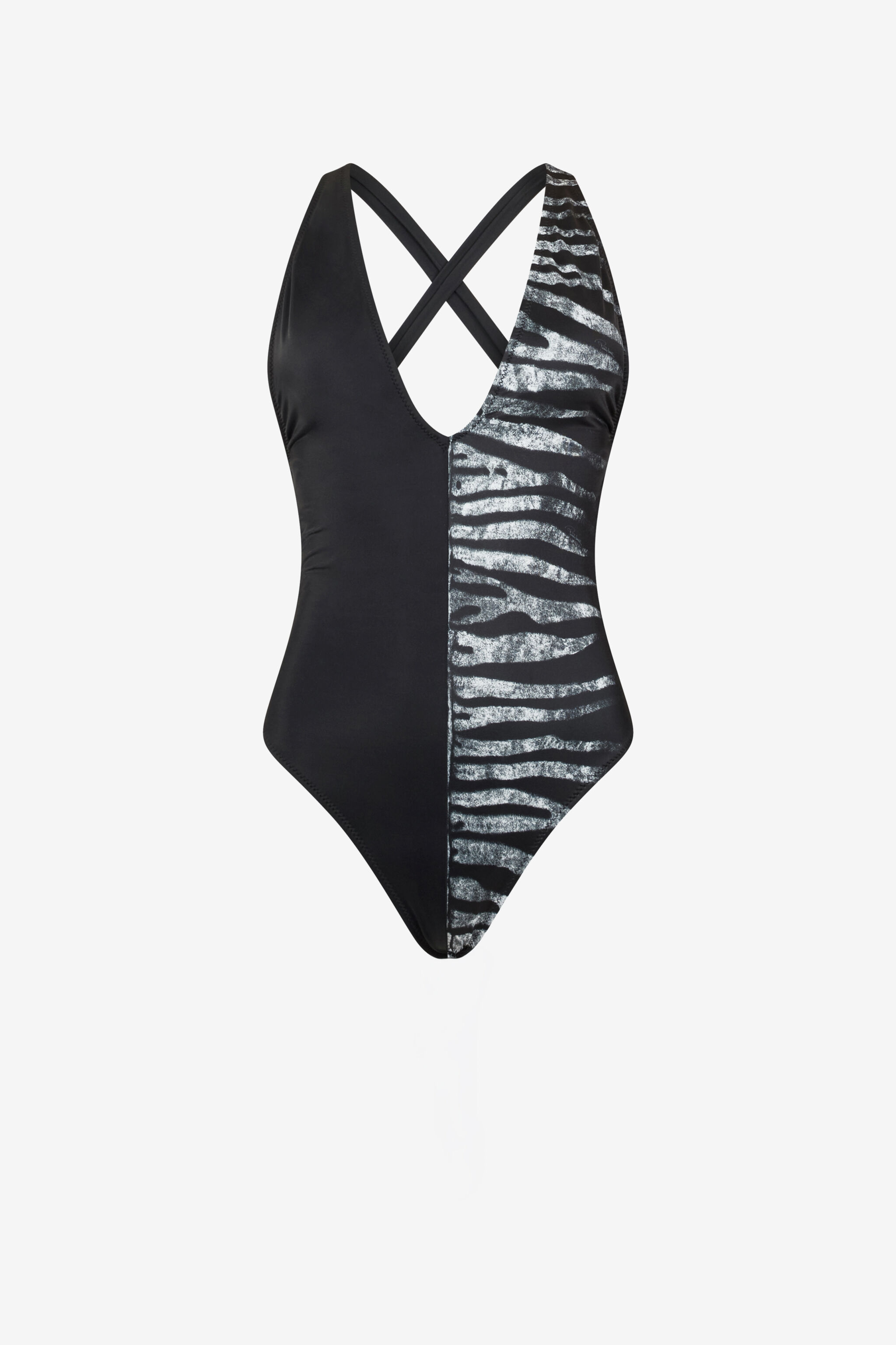 Zebra Print One-Piece in BLACK/WHITE for Women | Roberto Cavalli®