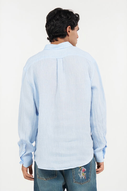 RC Hellblaues Leinenhemd mit Button-Down-Kragen RC Hellblaues Leinenhemd mit Button-Down-Kragen LIGHT BLUE QOT70I-LG018