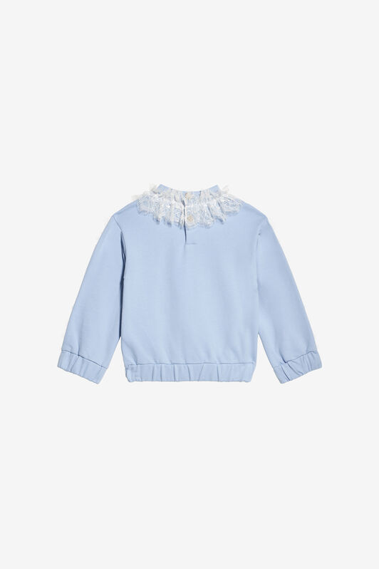 JU Sweatshirt Mit Monogramm RC Und Spitze Hellblau UJT660-CF050