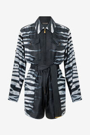 RC Short Silk Dress With Zebra Print Black/White UKT163-4QN50