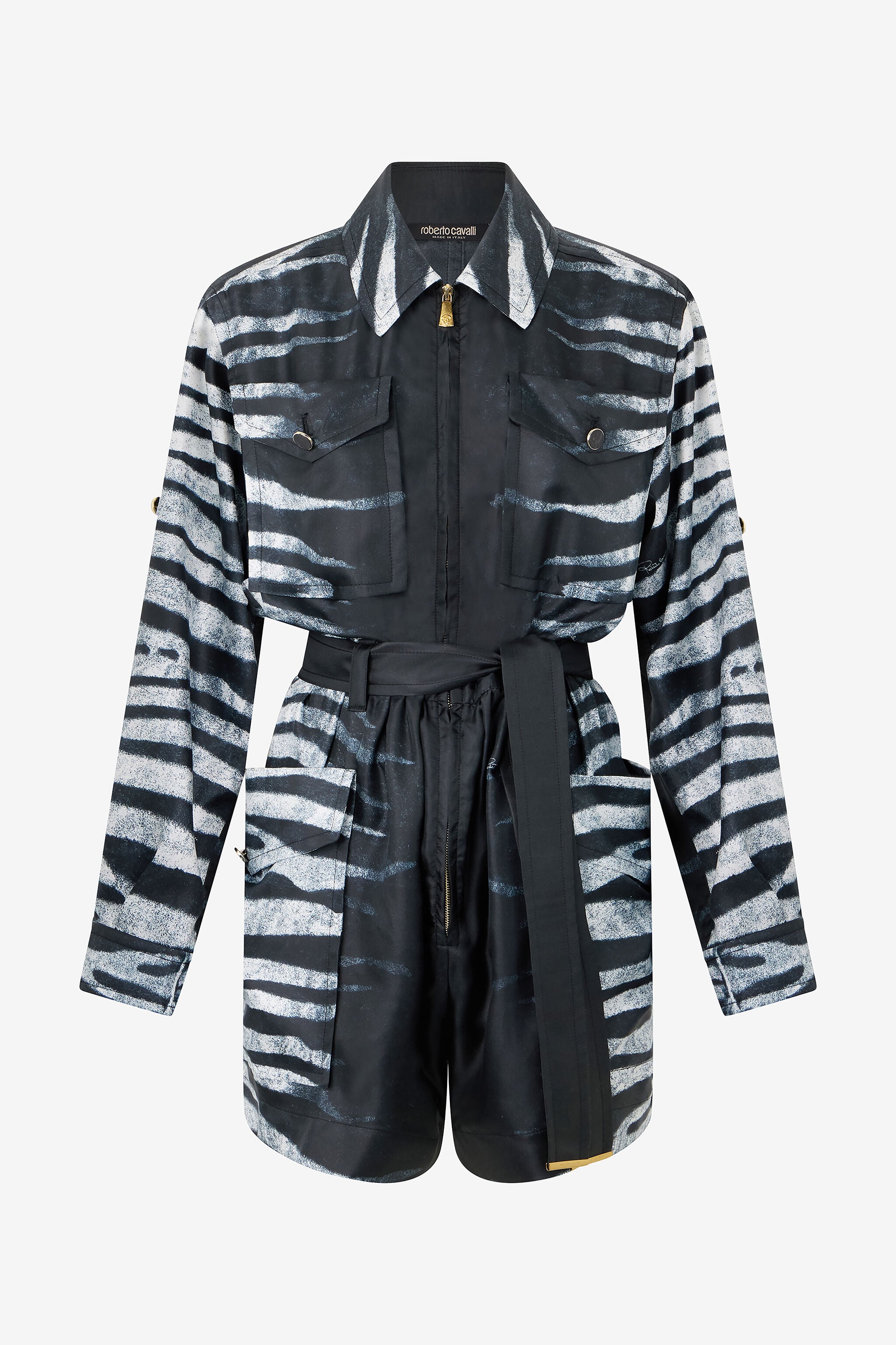 RC Short Silk Dress With Zebra Print RC Short Silk Dress With Zebra Print Black/White UKT163-4QN50