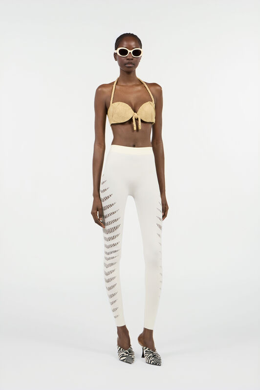 RC Elfenbeinfarbene Leggings mit Cut-outs Elfenbein UKT230-MA001