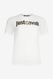JC White T-Shirt With Embellished Logo WHITE/GOLD VFT203-VF326