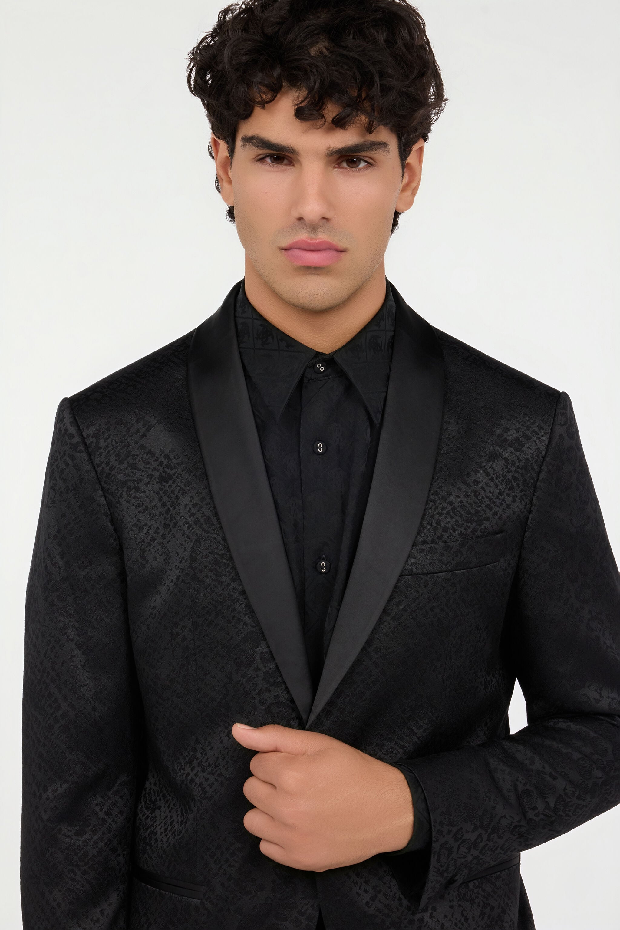 RC Black Jacket with Python Pattern RC Black Jacket with Python Pattern BLACK QOT40H-DJ005