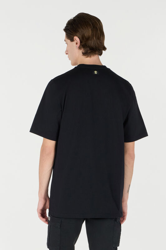 RC T-Shirt With Distressed-Effect Snake And Rose Print Black URT61C-JD060