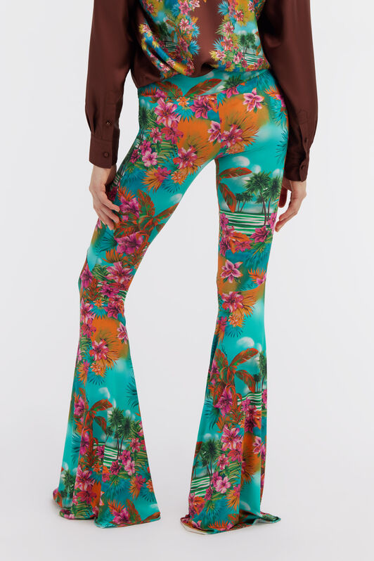 RC Hawaii Print Flared Trousers Light blue SKT204-LNI84