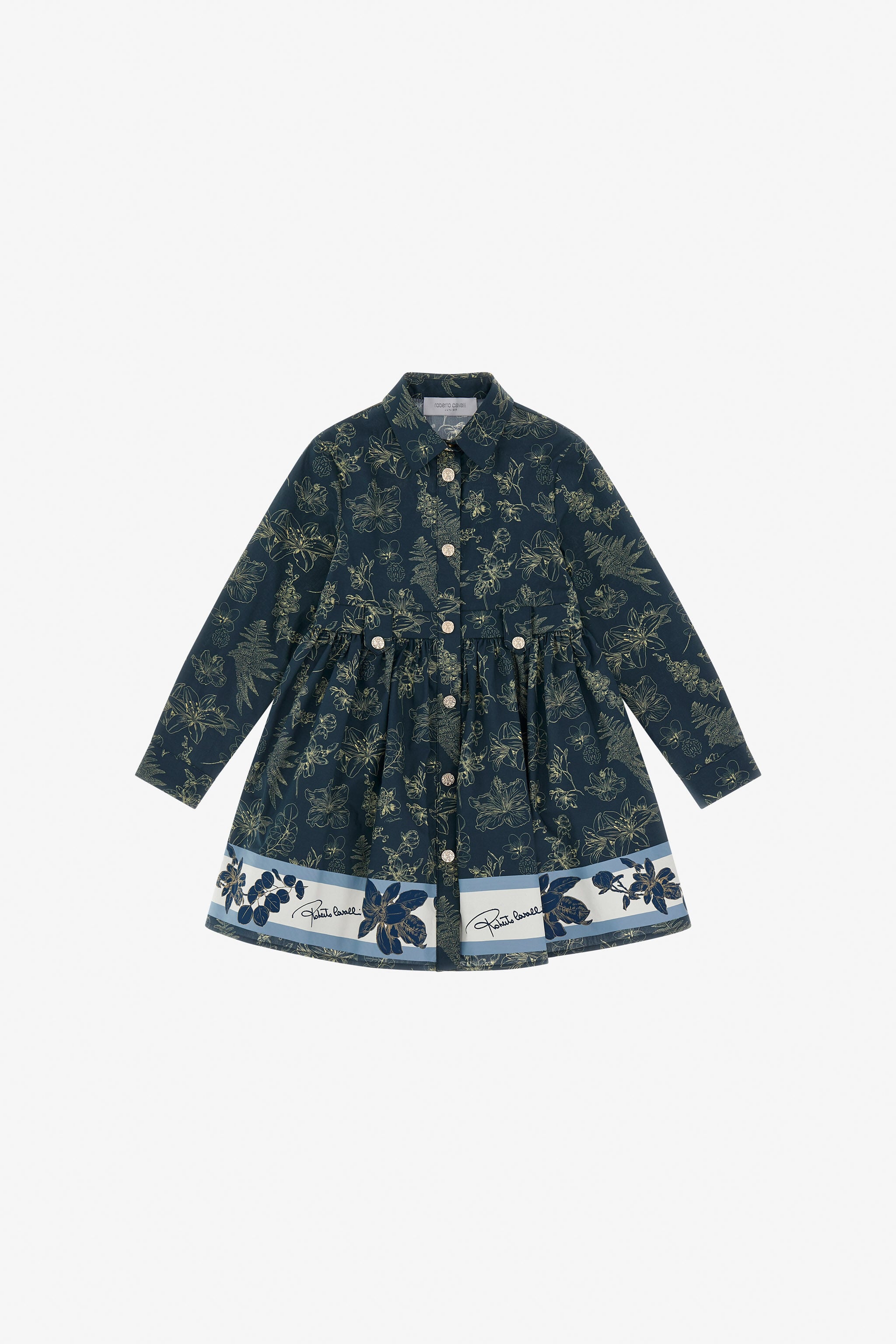 JU Shirt Dress With Floral Dance Print JU Shirt Dress With Floral Dance Print Blue TJT10K-7MM08