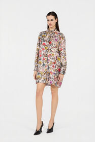 RC Florentine Flowers Print Silk Mini Dress BEIGE WQT160-OZR29