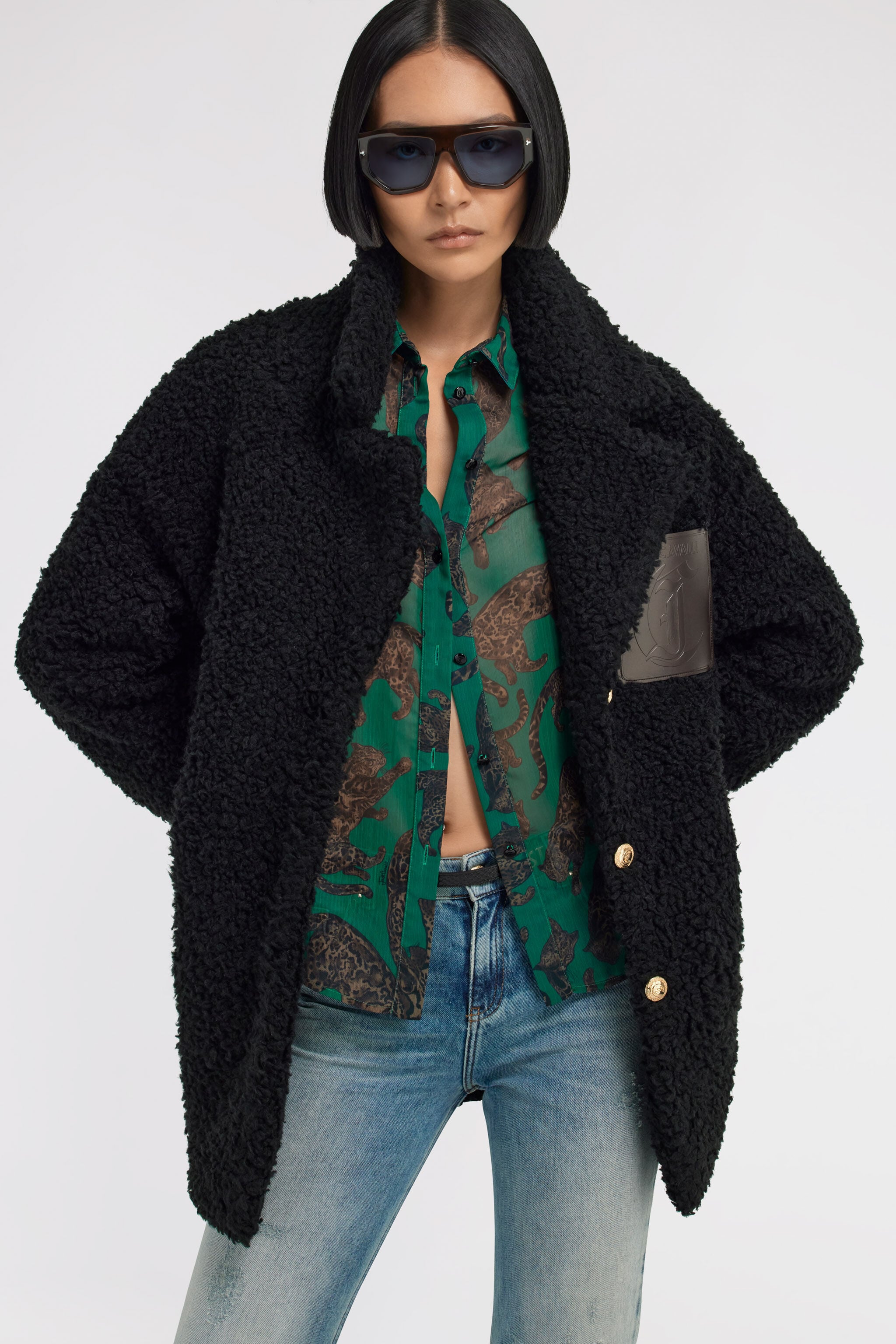 JC Just Cavalli Eco-fur Black TFT157-TF224