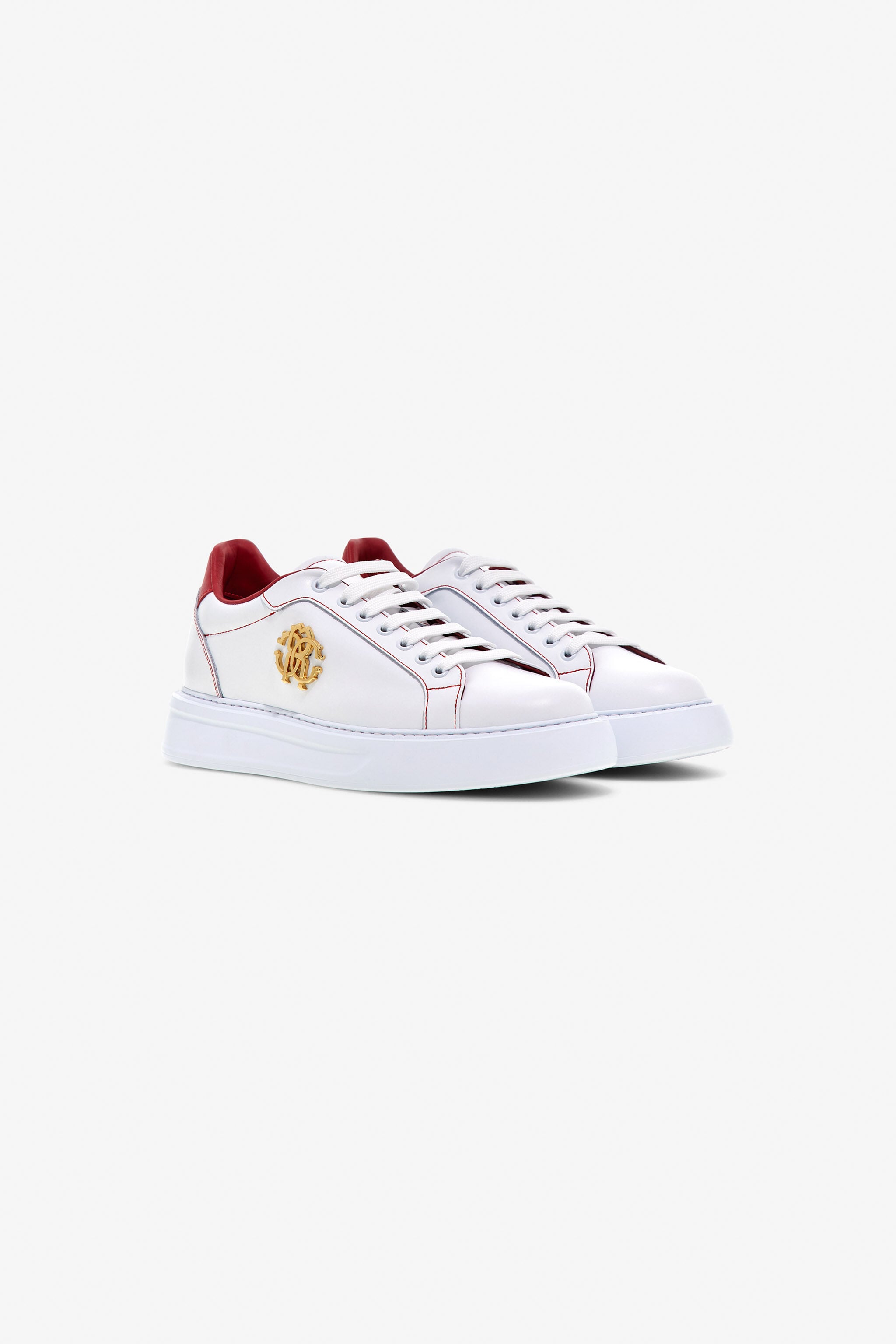 RC Leather Sneakers with Gold Emblem RC Leather Sneakers with Gold Emblem WHITE/RED OOS01C-PZ085