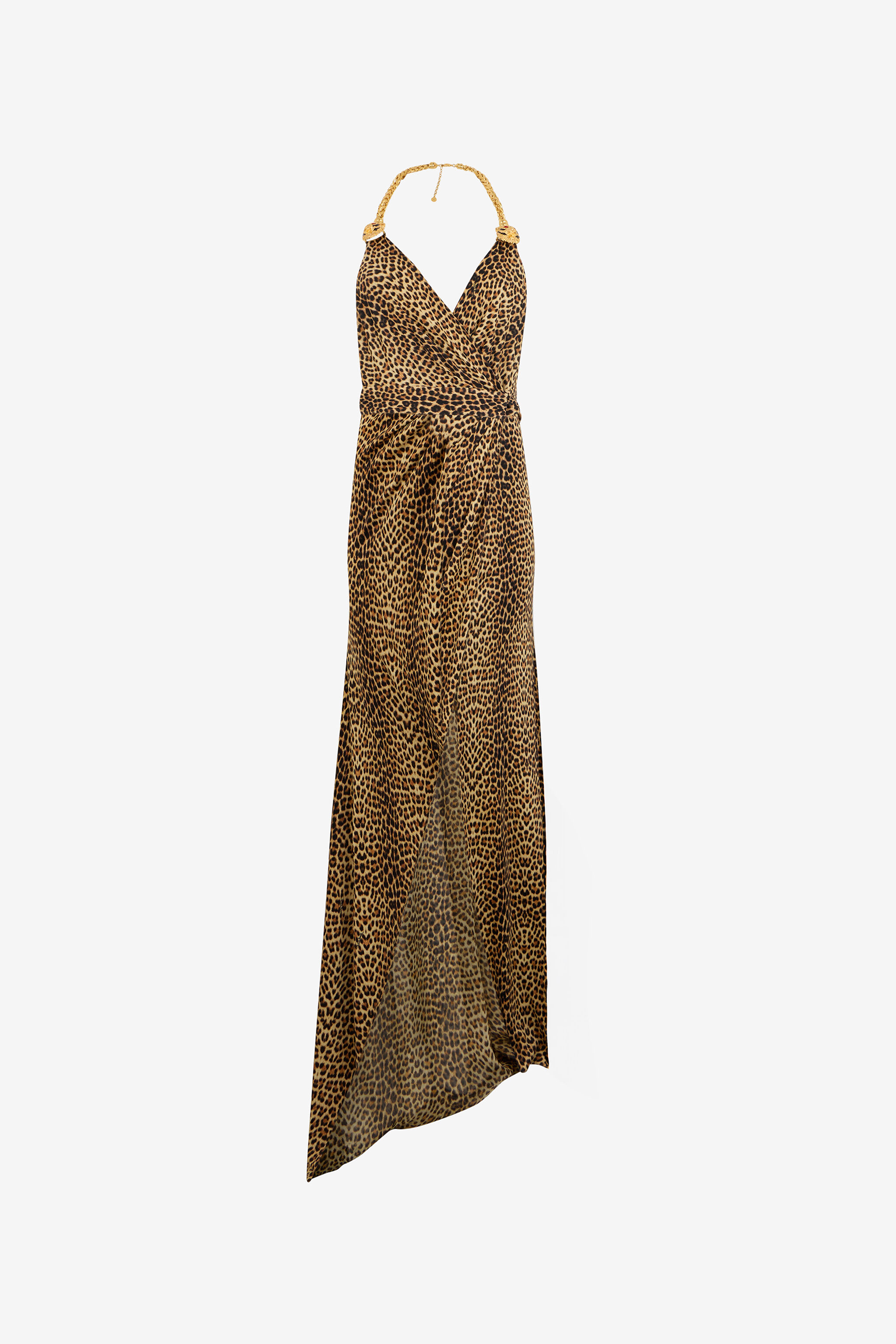 Maxi Dress in Leopard Print in BROWN for Women | Roberto Cavalli®