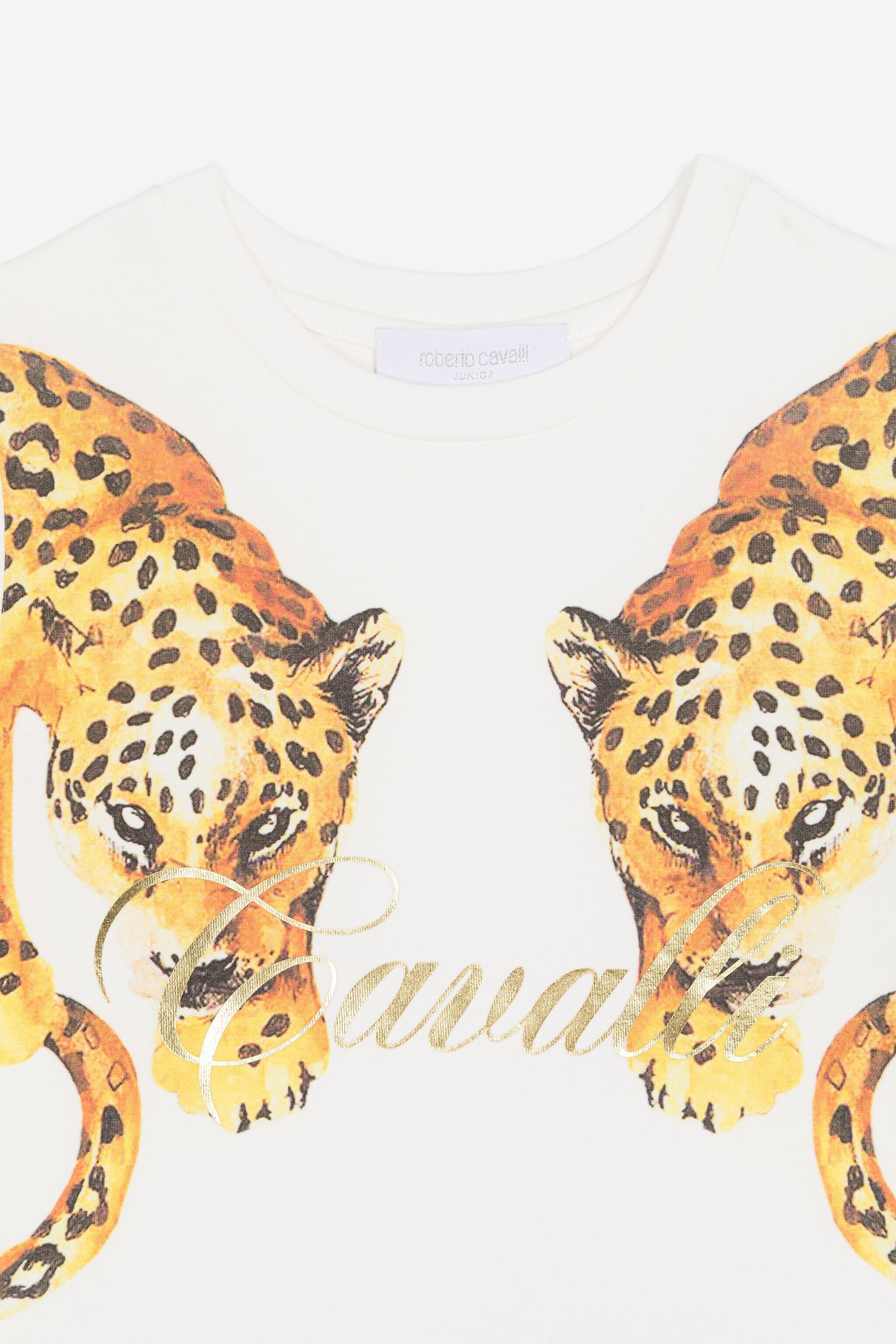 JU Kleid mit Jaguar- und Leoparden-Print JU Kleid mit Jaguar- und Leoparden-Print Weiß OJT168-ISA2J