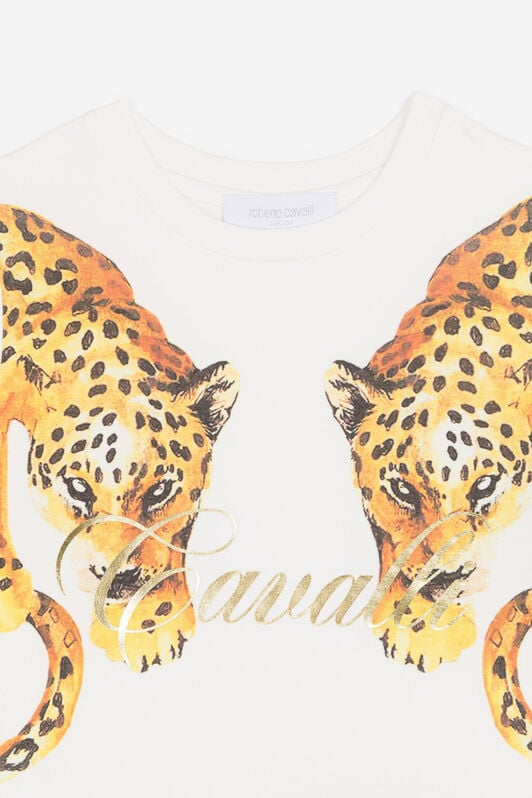 JU Kleid mit Jaguar- und Leoparden-Print JU Kleid mit Jaguar- und Leoparden-Print Weiß OJT168-ISA2J