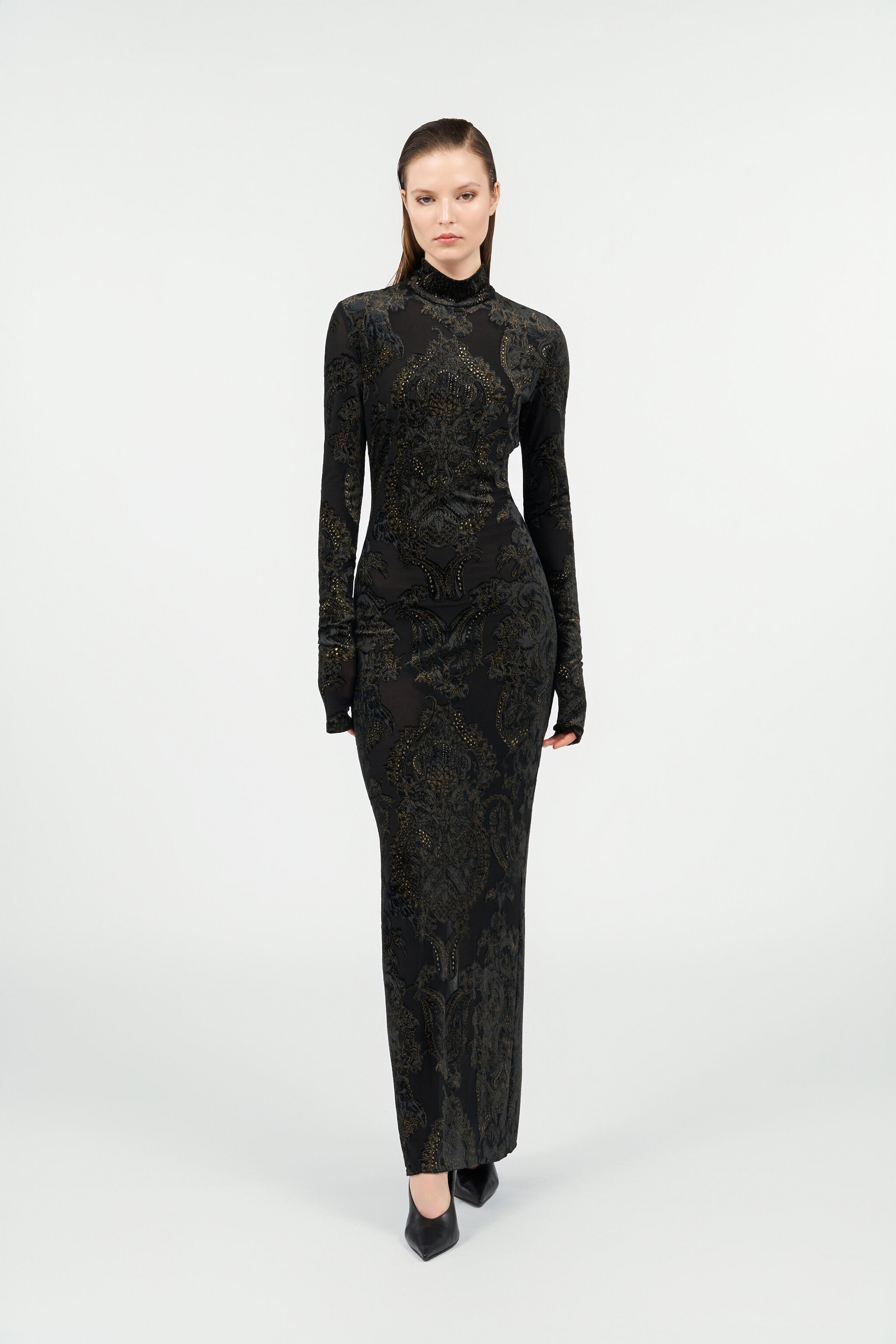 Roberto Cavalli ロベルトカヴァリ ドレス ブラック ワンピース Dress with Ornamental Black Print in BLACK for Women | Roberto