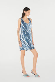 RC Silk Mini Dress With Marble Print Dark blue UKT109-4QN22