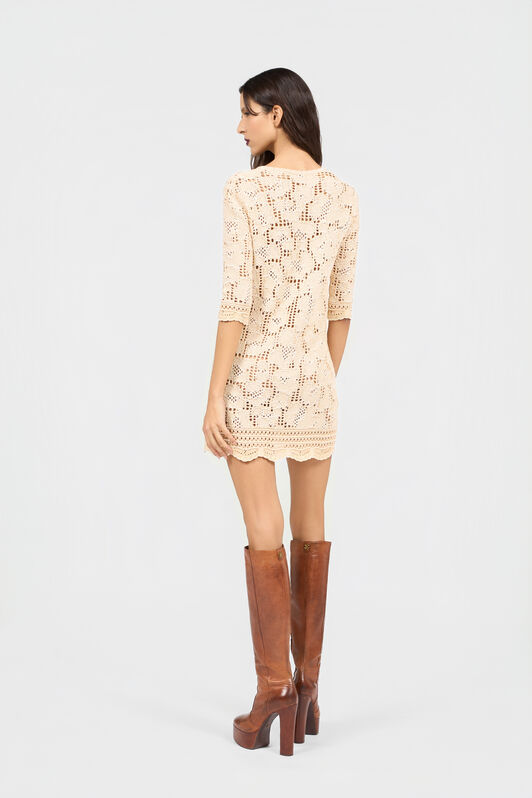 RC Cotton Dress in Jaguar Crochet Knit RC Cotton Dress in Jaguar Crochet Knit WHITE GOLD XQM102-MG023