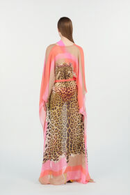 RC Kaftano in Seta Stampa Cavalli Pop CORAL RED WQW011-HNR33