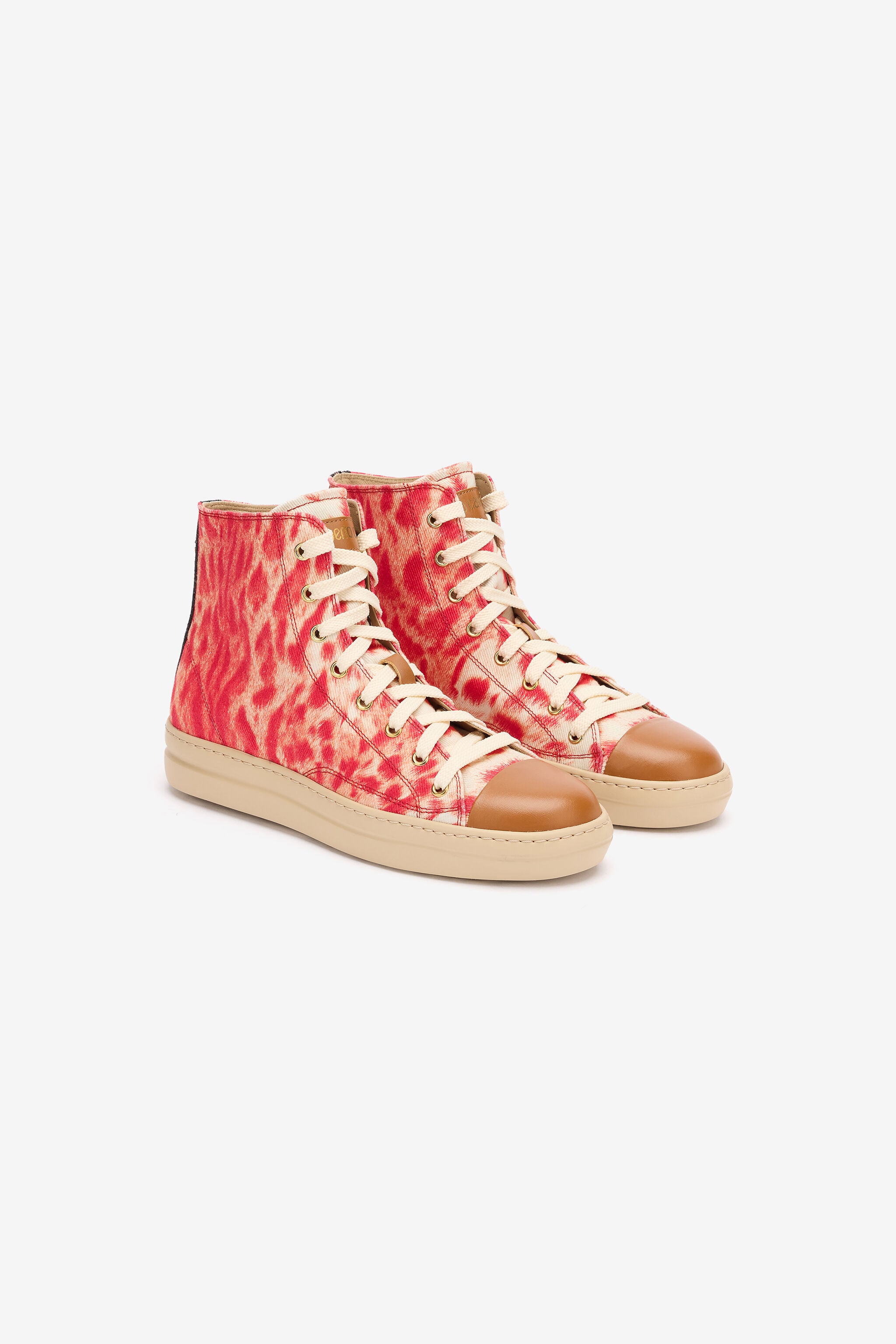 RC High-Top Sneakers with Zebra Print Red UKS040-SMC77
