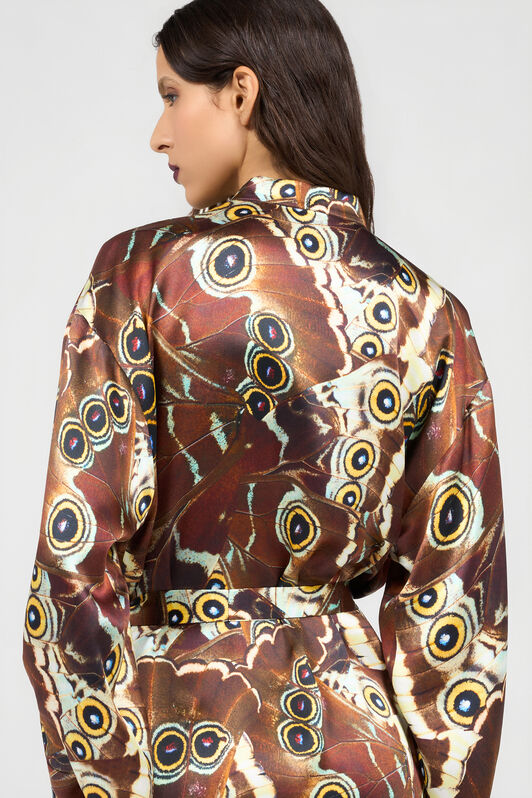 RC Hemdblusenkleid Mit Mini Butterfly Print BROWN XQT103-RYT27
