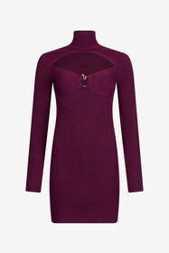 JC Purple Ribbed Mini Dress With Snake Detail CILIEGIA VFT257-VF404