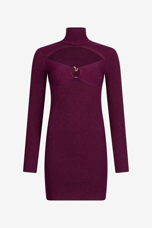JC Purple Ribbed Mini Dress With Snake Detail JC Purple Ribbed Mini Dress With Snake Detail CILIEGIA VFT257-VF404