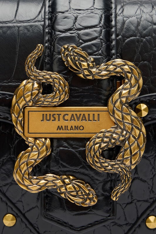 JC Black Studded Saddle Shoulder Bag With Snake Buckle JC Black Studded Saddle Shoulder Bag With Snake Buckle BLACK VFB035-VF667