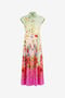 RC Robe longue en soie à motif Miami Flowers GREEN/FUCHSIA WQT103-OZR32