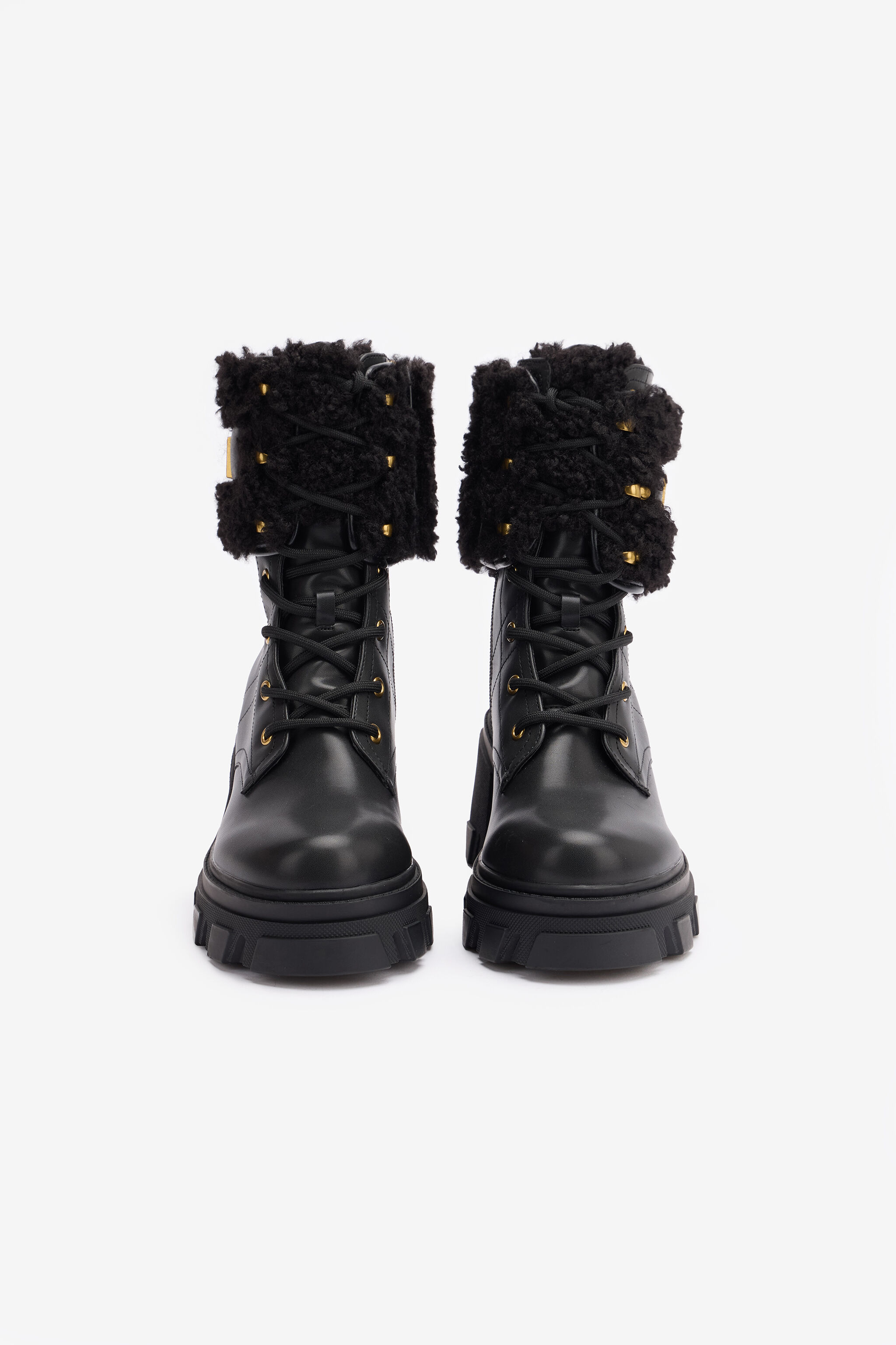 JC Combat Boots With Faux Fur And Logo JC Combat Boots With Faux Fur And Logo Black TFS072-TF392
