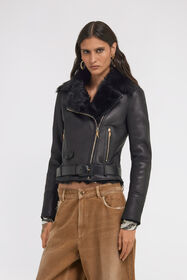 RC Shearling Biker Jacket Black TKP801-ZC002