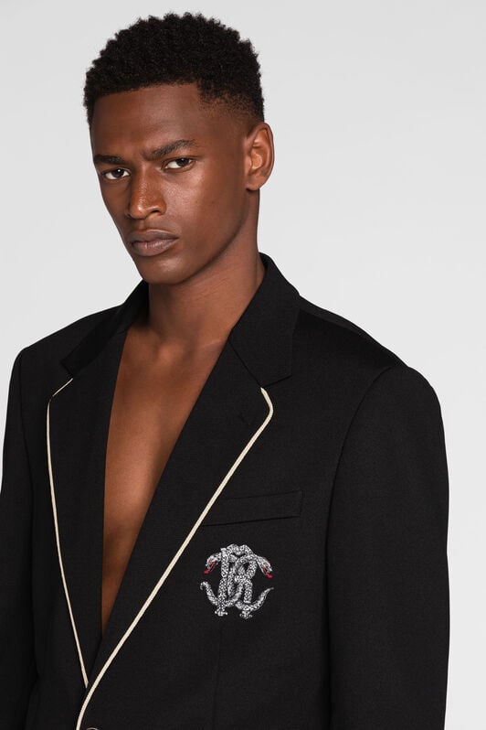 RC Blazer de botonadura simple con bordado Mirror Snake RC Blazer de botonadura simple con bordado Mirror Snake Negro QRT411-NZ027