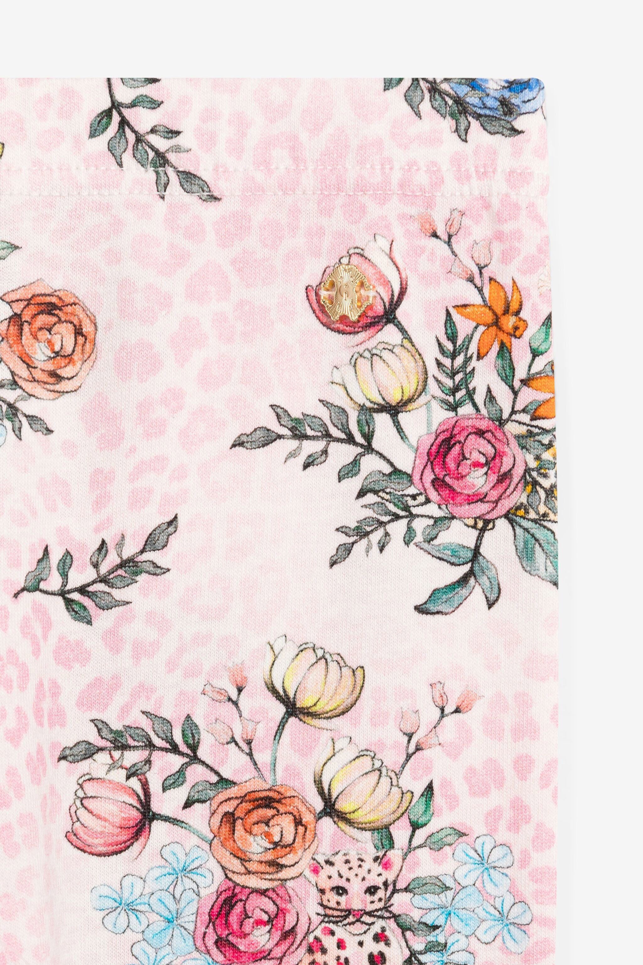 JU Legging en coton à imprimé jaguars et fleurs JU Legging en coton à imprimé jaguars et fleurs Rose QJT217-JVF63