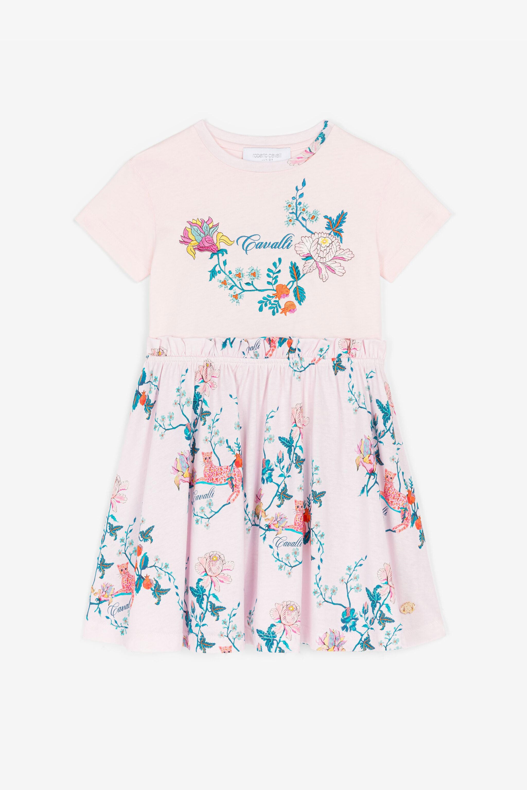 JU Jaguar And Flower-Print Cotton Dress JU Jaguar And Flower-Print Cotton Dress Pink RJT118-JD001