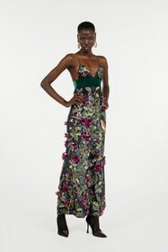 RC Long Black Dress With Multicolor Decorations Black VWR117-RT011
