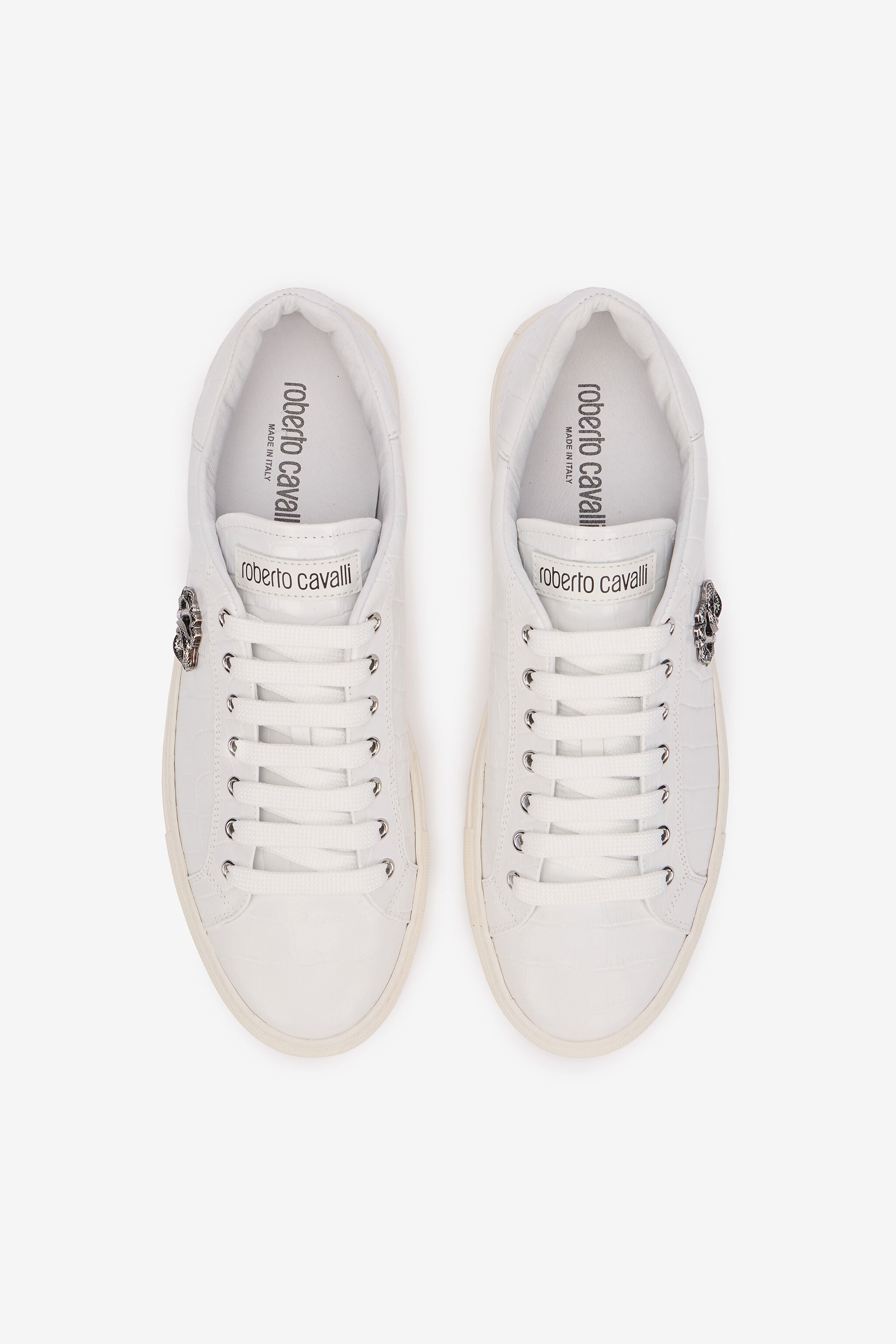 RC Weiße Sneaker in Kroko-Optik mit Monogram RC RC Weiße Sneaker in Kroko-Optik mit Monogram RC WHITE QOS00C-PZ577