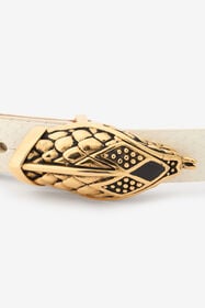 RC Ceinture blanche à motif d’écailles et tête de serpent WHITE WWC001-PA001