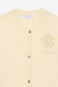 JU Light Yellow Cardigan With Monogram RC MILKY WHITE UJM60B-MG001